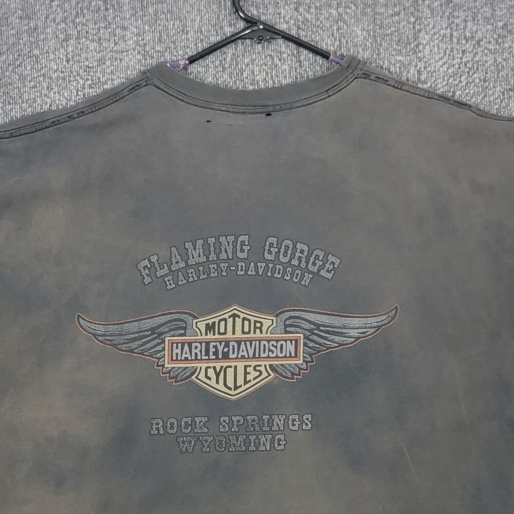 Harley Davidson Flaming Gorge Rock Springs Wyoming T-Shirt 3XL Black Thrashed